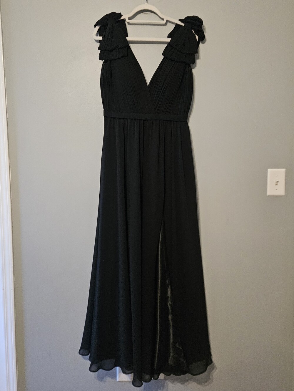 Black Label Black Maxi Dress with Ruffled Shoulder Straps